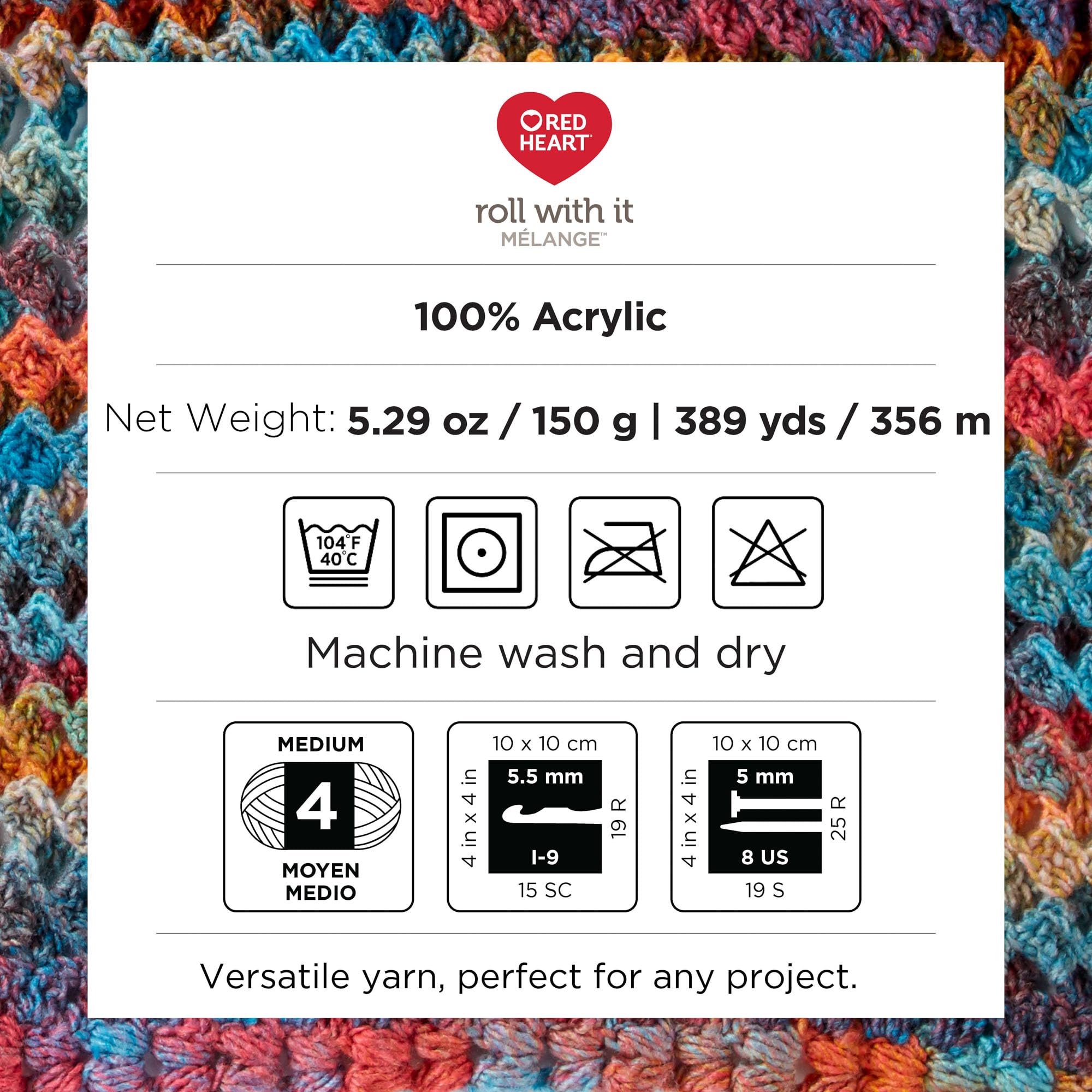 Red Heart Roll with It Melange Paparazzi Yarn - 3 Pack of 150g/5.3oz - Acrylic - 4 Medium (Worsted) - 389 Yards - Knitting/Crochet - Image 8