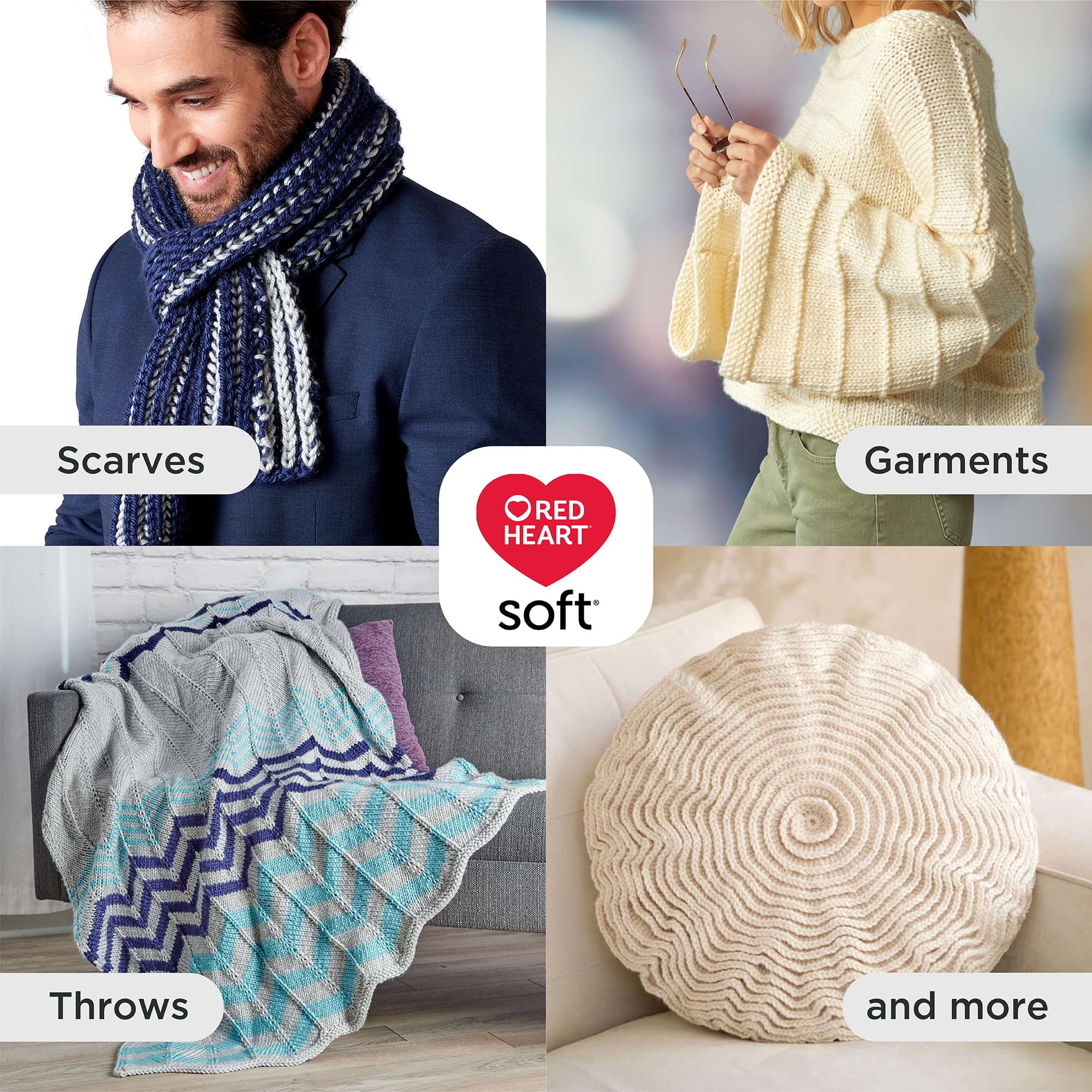 Red Heart Soft Off White Yarn - 3 Pack of 141g/5oz - Acrylic - 4 Medium (Worsted) - 256 Yards - Knitting/Crochet - Image 4