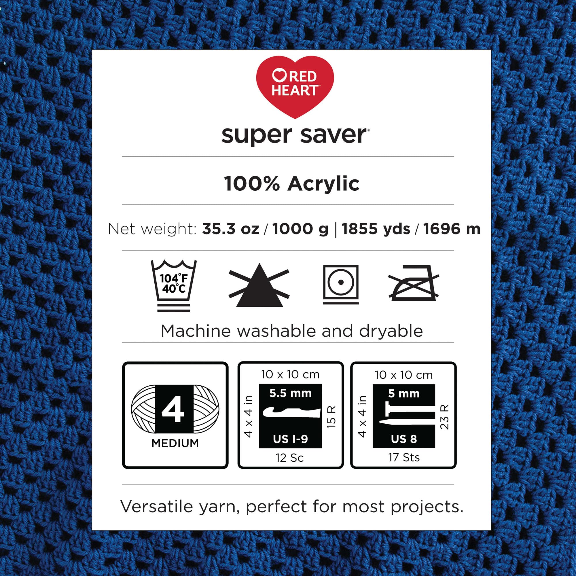 Red Heart Super Saver 1000gm Black Yarn - 1 Pack of 35.2oz/998g - 100% Acrylic - #4 Worsted (Medium) - 1860 Yards for Knitting, Crocheting, Crafts & Amigurumi - Image 6